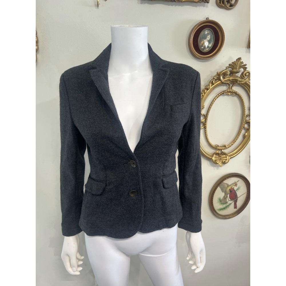 Rag & Bone Knit Dark Gray 100% Wool Tailored Blazer Jacket Size M